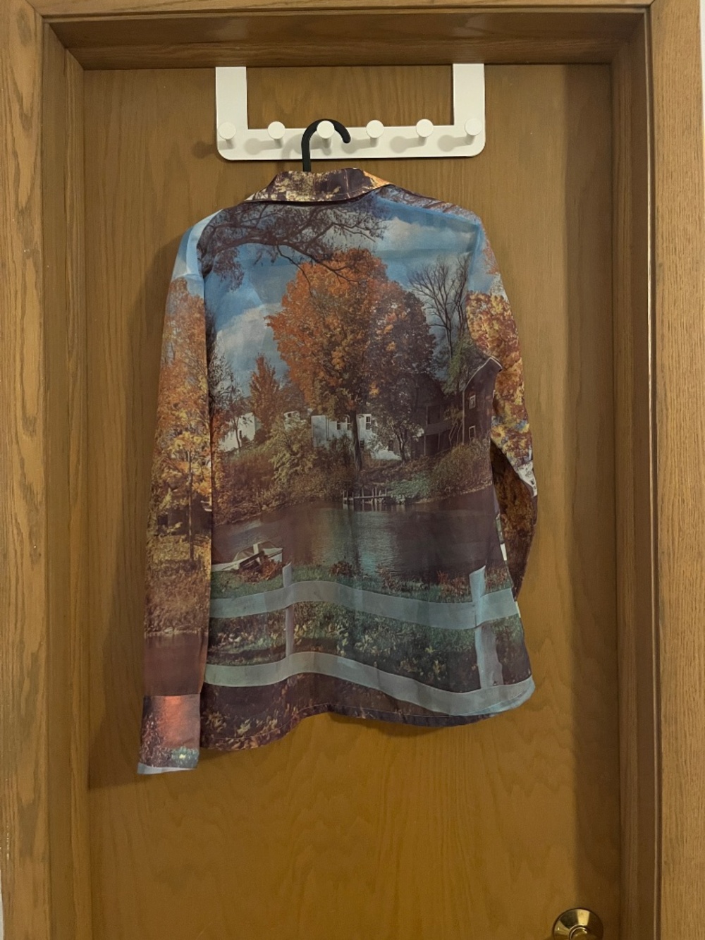 Mesh Button Down Rural Rustic Scene - Picture 2 of 2
